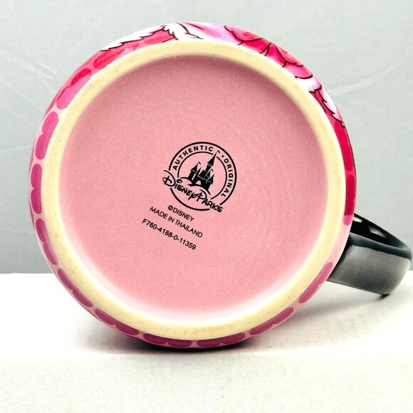 Disney Parks Minnie Mouse Ceramic Mug 16 Oz Pink Black Heart Print - Picture 6 of 6